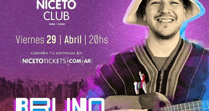 Bruno Arias se presenta este Viernes en Niceto Club